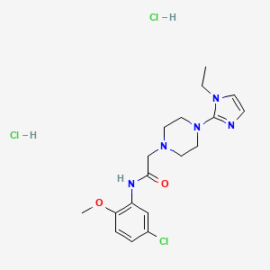 molecular formula C18H26Cl3N5O2 B6501445 N-(5-chloro-2-methoxyphenyl)-2-[4-(1-ethyl-1H-imidazol-2-yl)piperazin-1-yl]acetamide dihydrochloride CAS No. 1351661-57-8