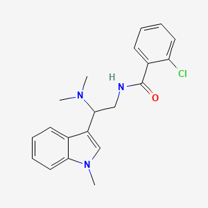 molecular formula C20H22ClN3O B6501465 2-chloro-N-[2-(dimethylamino)-2-(1-methyl-1H-indol-3-yl)ethyl]benzamide CAS No. 1203077-13-7