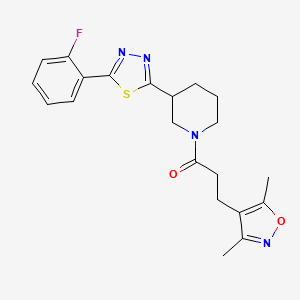 molecular formula C21H23FN4O2S B6501527 3-(3,5-dimethyl-1,2-oxazol-4-yl)-1-{3-[5-(2-fluorophenyl)-1,3,4-thiadiazol-2-yl]piperidin-1-yl}propan-1-one CAS No. 1351642-97-1