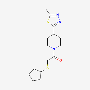 molecular formula C15H23N3OS2 B6501539 2-(cyclopentylsulfanyl)-1-[4-(5-methyl-1,3,4-thiadiazol-2-yl)piperidin-1-yl]ethan-1-one CAS No. 1396801-34-5