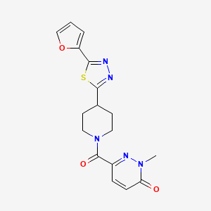 molecular formula C17H17N5O3S B6501545 6-{4-[5-(furan-2-yl)-1,3,4-thiadiazol-2-yl]piperidine-1-carbonyl}-2-methyl-2,3-dihydropyridazin-3-one CAS No. 1396888-86-0