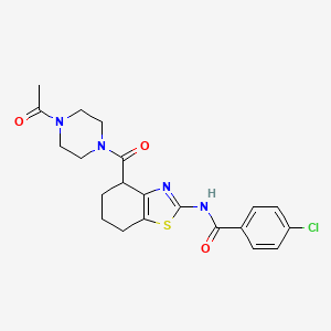 molecular formula C21H23ClN4O3S B6501554 N-[4-(4-acetylpiperazine-1-carbonyl)-4,5,6,7-tetrahydro-1,3-benzothiazol-2-yl]-4-chlorobenzamide CAS No. 941925-89-9