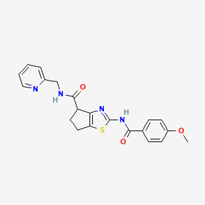 2-(4-methoxybenzamido)-N-[(pyridin-2-yl)methyl]-4H,5H,6H-cyclopenta[d][1,3]thiazole-4-carboxamide
