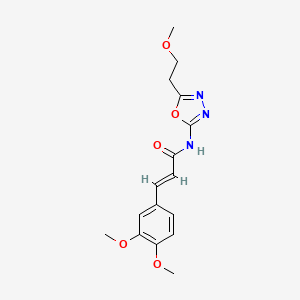 molecular formula C16H19N3O5 B6501575 (2E)-3-(3,4-dimethoxyphenyl)-N-[5-(2-methoxyethyl)-1,3,4-oxadiazol-2-yl]prop-2-enamide CAS No. 1396889-98-7