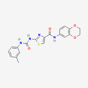 molecular formula C20H18N4O4S B6501598 N-(2,3-dihydro-1,4-benzodioxin-6-yl)-2-{[(3-methylphenyl)carbamoyl]amino}-1,3-thiazole-4-carboxamide CAS No. 955733-92-3