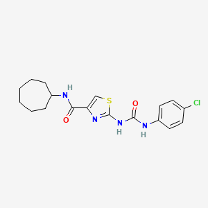 molecular formula C18H21ClN4O2S B6501607 2-{[(4-chlorophenyl)carbamoyl]amino}-N-cycloheptyl-1,3-thiazole-4-carboxamide CAS No. 955736-20-6