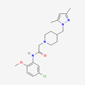 molecular formula C20H27ClN4O2 B6501611 N-(5-chloro-2-methoxyphenyl)-2-{4-[(3,5-dimethyl-1H-pyrazol-1-yl)methyl]piperidin-1-yl}acetamide CAS No. 1396873-97-4