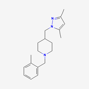 molecular formula C19H27N3 B6501619 4-[(3,5-dimethyl-1H-pyrazol-1-yl)methyl]-1-[(2-methylphenyl)methyl]piperidine CAS No. 1396884-37-9
