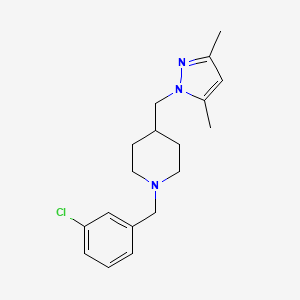 molecular formula C18H24ClN3 B6501623 1-[(3-chlorophenyl)methyl]-4-[(3,5-dimethyl-1H-pyrazol-1-yl)methyl]piperidine CAS No. 1396578-34-9