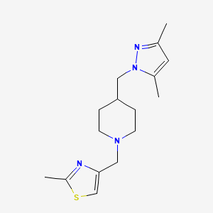 molecular formula C16H24N4S B6501628 4-[(3,5-dimethyl-1H-pyrazol-1-yl)methyl]-1-[(2-methyl-1,3-thiazol-4-yl)methyl]piperidine CAS No. 1396805-80-3