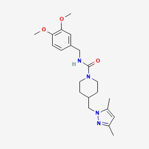 molecular formula C21H30N4O3 B6501630 N-[(3,4-dimethoxyphenyl)methyl]-4-[(3,5-dimethyl-1H-pyrazol-1-yl)methyl]piperidine-1-carboxamide CAS No. 1421523-18-3