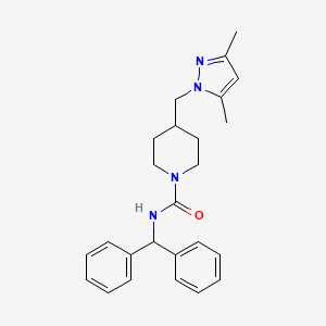 molecular formula C25H30N4O B6501632 4-[(3,5-dimethyl-1H-pyrazol-1-yl)methyl]-N-(diphenylmethyl)piperidine-1-carboxamide CAS No. 1396760-26-1
