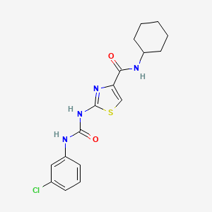 molecular formula C17H19ClN4O2S B6501641 2-{[(3-chlorophenyl)carbamoyl]amino}-N-cyclohexyl-1,3-thiazole-4-carboxamide CAS No. 955638-91-2