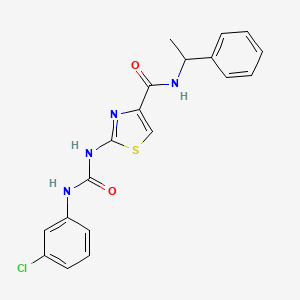 molecular formula C19H17ClN4O2S B6501642 2-{[(3-chlorophenyl)carbamoyl]amino}-N-(1-phenylethyl)-1,3-thiazole-4-carboxamide CAS No. 955639-07-3