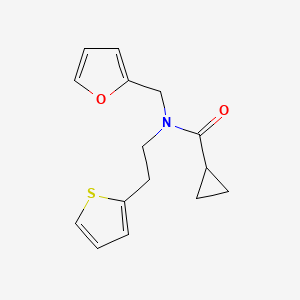molecular formula C15H17NO2S B6501649 N-[(furan-2-yl)methyl]-N-[2-(thiophen-2-yl)ethyl]cyclopropanecarboxamide CAS No. 1396874-33-1