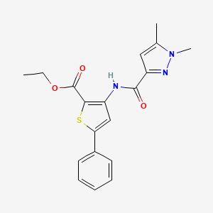 molecular formula C19H19N3O3S B6501742 ethyl 3-(1,5-dimethyl-1H-pyrazole-3-amido)-5-phenylthiophene-2-carboxylate CAS No. 1013785-01-7