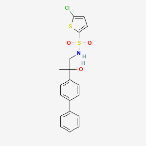 molecular formula C19H18ClNO3S2 B6501749 N-(2-{[1,1'-biphenyl]-4-yl}-2-hydroxypropyl)-5-chlorothiophene-2-sulfonamide CAS No. 1396798-36-9
