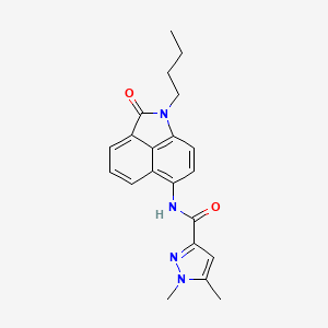molecular formula C21H22N4O2 B6501755 N-{2-butyl-3-oxo-2-azatricyclo[6.3.1.0^{4,12}]dodeca-1(11),4,6,8(12),9-pentaen-9-yl}-1,5-dimethyl-1H-pyrazole-3-carboxamide CAS No. 1013796-66-1
