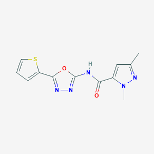 molecular formula C12H11N5O2S B6501780 1,3-dimethyl-N-[5-(thiophen-2-yl)-1,3,4-oxadiazol-2-yl]-1H-pyrazole-5-carboxamide CAS No. 1013785-78-8