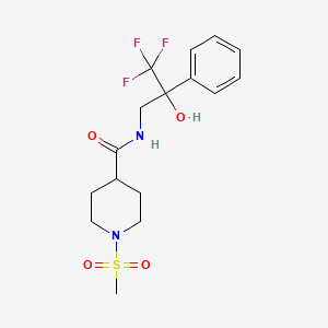 molecular formula C16H21F3N2O4S B6501795 1-methanesulfonyl-N-(3,3,3-trifluoro-2-hydroxy-2-phenylpropyl)piperidine-4-carboxamide CAS No. 1351661-91-0