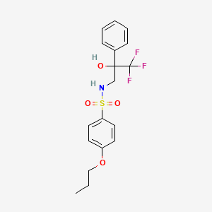 molecular formula C18H20F3NO4S B6501803 4-propoxy-N-(3,3,3-trifluoro-2-hydroxy-2-phenylpropyl)benzene-1-sulfonamide CAS No. 1351633-81-2