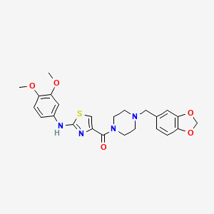 molecular formula C24H26N4O5S B6501904 4-{4-[(2H-1,3-benzodioxol-5-yl)methyl]piperazine-1-carbonyl}-N-(3,4-dimethoxyphenyl)-1,3-thiazol-2-amine CAS No. 955910-47-1