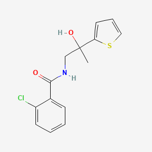 molecular formula C14H14ClNO2S B6501910 2-chloro-N-[2-hydroxy-2-(thiophen-2-yl)propyl]benzamide CAS No. 1351661-99-8
