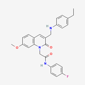 molecular formula C27H26FN3O3 B6501980 2-(3-{[(4-ethylphenyl)amino]methyl}-7-methoxy-2-oxo-1,2-dihydroquinolin-1-yl)-N-(4-fluorophenyl)acetamide CAS No. 893785-05-2