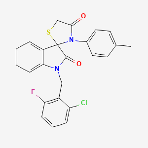 molecular formula C24H18ClFN2O2S B6501989 1-[(2-chloro-6-fluorophenyl)methyl]-3'-(4-methylphenyl)-1,2-dihydrospiro[indole-3,2'-[1,3]thiazolidine]-2,4'-dione CAS No. 893786-22-6