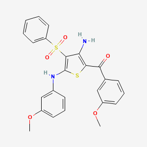 molecular formula C25H22N2O5S2 B6502018 3-(benzenesulfonyl)-5-(3-methoxybenzoyl)-N2-(3-methoxyphenyl)thiophene-2,4-diamine CAS No. 892299-27-3