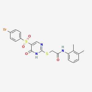 molecular formula C20H18BrN3O4S2 B6502025 2-{[5-(4-bromobenzenesulfonyl)-6-oxo-1,6-dihydropyrimidin-2-yl]sulfanyl}-N-(2,3-dimethylphenyl)acetamide CAS No. 893789-34-9