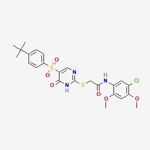 molecular formula C24H26ClN3O6S2 B6502033 2-{[5-(4-tert-butylbenzenesulfonyl)-6-oxo-1,6-dihydropyrimidin-2-yl]sulfanyl}-N-(5-chloro-2,4-dimethoxyphenyl)acetamide CAS No. 893790-07-3