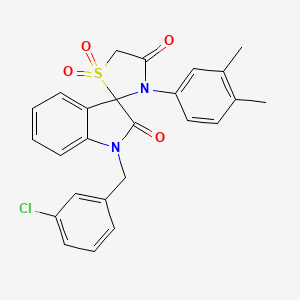 molecular formula C25H21ClN2O4S B6502084 1-[(3-chlorophenyl)methyl]-3'-(3,4-dimethylphenyl)-1,2-dihydrospiro[indole-3,2'-[1lambda6,3]thiazolidine]-1',1',2,4'-tetrone CAS No. 941977-80-6