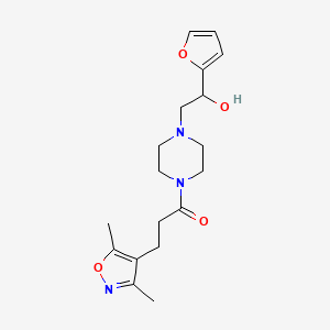 molecular formula C18H25N3O4 B6502091 3-(3,5-dimethyl-1,2-oxazol-4-yl)-1-{4-[2-(furan-2-yl)-2-hydroxyethyl]piperazin-1-yl}propan-1-one CAS No. 1396881-58-5