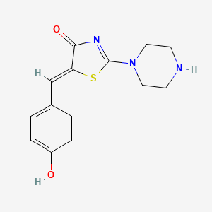 (5Z)-5-[(4-hydroxyphenyl)methylidene]-2-(piperazin-1-yl)-4,5-dihydro-1,3-thiazol-4-one