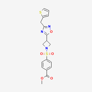 molecular formula C18H17N3O5S2 B6502148 methyl 4-[(3-{3-[(thiophen-2-yl)methyl]-1,2,4-oxadiazol-5-yl}azetidin-1-yl)sulfonyl]benzoate CAS No. 1351612-47-9