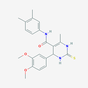 molecular formula C22H25N3O3S B6502154 4-(3,4-dimethoxyphenyl)-N-(3,4-dimethylphenyl)-6-methyl-2-sulfanylidene-1,2,3,4-tetrahydropyrimidine-5-carboxamide CAS No. 406690-58-2