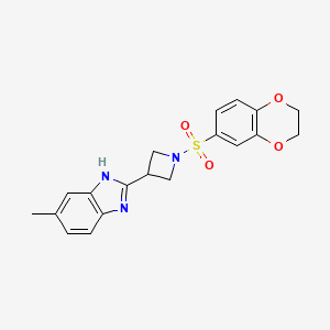molecular formula C19H19N3O4S B6502156 2-[1-(2,3-dihydro-1,4-benzodioxine-6-sulfonyl)azetidin-3-yl]-5-methyl-1H-1,3-benzodiazole CAS No. 1396680-23-1