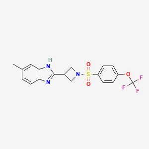molecular formula C18H16F3N3O3S B6502157 5-methyl-2-{1-[4-(trifluoromethoxy)benzenesulfonyl]azetidin-3-yl}-1H-1,3-benzodiazole CAS No. 1396801-58-3
