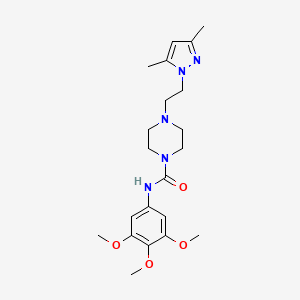 molecular formula C21H31N5O4 B6502168 4-[2-(3,5-dimethyl-1H-pyrazol-1-yl)ethyl]-N-(3,4,5-trimethoxyphenyl)piperazine-1-carboxamide CAS No. 1396749-35-1