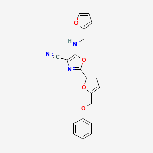 molecular formula C20H15N3O4 B6502175 5-{[(furan-2-yl)methyl]amino}-2-[5-(phenoxymethyl)furan-2-yl]-1,3-oxazole-4-carbonitrile CAS No. 941881-88-5