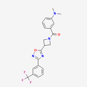 molecular formula C21H19F3N4O2 B6502195 N,N-dimethyl-3-(3-{3-[3-(trifluoromethyl)phenyl]-1,2,4-oxadiazol-5-yl}azetidine-1-carbonyl)aniline CAS No. 1396794-65-2