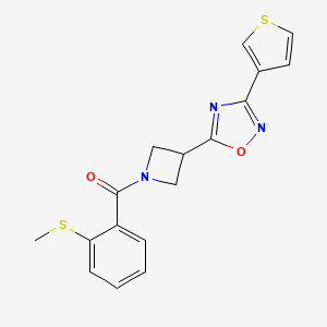 molecular formula C17H15N3O2S2 B6502218 5-{1-[2-(methylsulfanyl)benzoyl]azetidin-3-yl}-3-(thiophen-3-yl)-1,2,4-oxadiazole CAS No. 1396888-35-9
