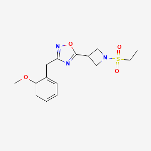 molecular formula C15H19N3O4S B6502247 5-[1-(ethanesulfonyl)azetidin-3-yl]-3-[(2-methoxyphenyl)methyl]-1,2,4-oxadiazole CAS No. 1396806-78-2