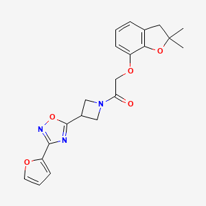 molecular formula C21H21N3O5 B6502258 2-[(2,2-dimethyl-2,3-dihydro-1-benzofuran-7-yl)oxy]-1-{3-[3-(furan-2-yl)-1,2,4-oxadiazol-5-yl]azetidin-1-yl}ethan-1-one CAS No. 1428374-47-3