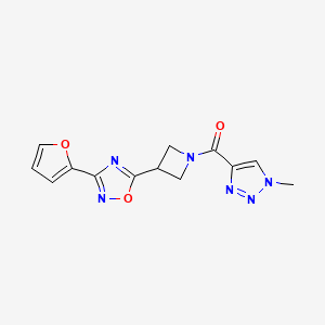 molecular formula C13H12N6O3 B6502265 3-(furan-2-yl)-5-[1-(1-methyl-1H-1,2,3-triazole-4-carbonyl)azetidin-3-yl]-1,2,4-oxadiazole CAS No. 1428356-16-4