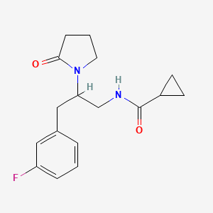 molecular formula C17H21FN2O2 B6502290 N-[3-(3-fluorophenyl)-2-(2-oxopyrrolidin-1-yl)propyl]cyclopropanecarboxamide CAS No. 1421522-74-8