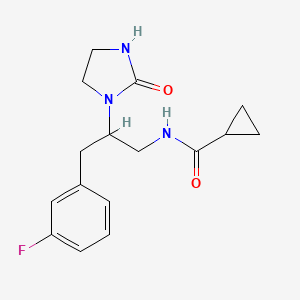 molecular formula C16H20FN3O2 B6502318 N-[3-(3-fluorophenyl)-2-(2-oxoimidazolidin-1-yl)propyl]cyclopropanecarboxamide CAS No. 1421467-96-0