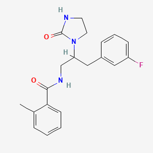 molecular formula C20H22FN3O2 B6502321 N-[3-(3-fluorophenyl)-2-(2-oxoimidazolidin-1-yl)propyl]-2-methylbenzamide CAS No. 1421496-63-0