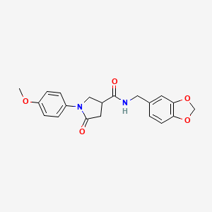 molecular formula C20H20N2O5 B6502331 N-[(2H-1,3-benzodioxol-5-yl)methyl]-1-(4-methoxyphenyl)-5-oxopyrrolidine-3-carboxamide CAS No. 881789-50-0